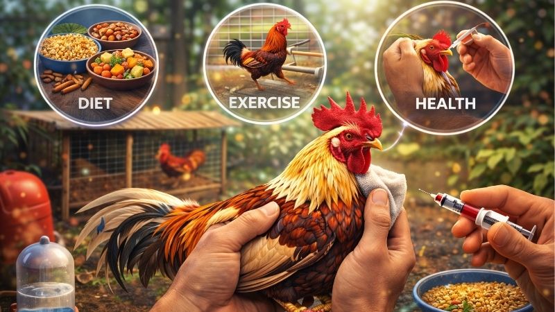 Cách chăm sóc gà đá: Bí quyết luyện tập giúp chiến kê tung đòn hiểm 2 cach-cham-soc-ga-da